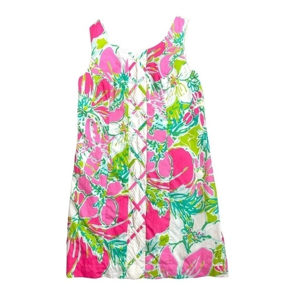 Lilly Pulitzer Cathy Shift Dress Flamingo Pink Don't Give a Cluck - Picture 4 of 15